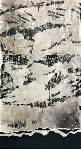 Der Absturz des Ikarus - Pigmenttusche /Papier - 70x150 cm