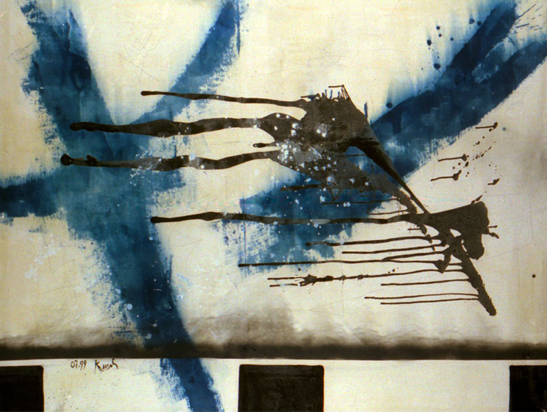 Negativ · 1999 · Cyanotypie, Acryl-Leinwand · 145 x 190 cm